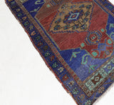 Vintage mini kilim rug in room decor setting, kilim, Turkish rug, vintage rug, portland, rug shop, bright colors, wild shaman, soft rug, bold color, Portland, Oregon, rug store, rug shop, local shop