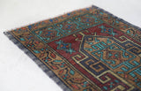 Vintage mini kilim rug in room decor setting, kilim, Turkish rug, vintage rug, portland, rug shop, bright colors, wild shaman, soft rug, bold color, Portland, Oregon, rug store, rug shop, local shop