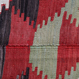 Vintage kilim rug in living room setting, old rug, antique rug, pastel colors, faded colors, Turkish rug, vintage rug, soft rug, Portland, Oregon, rug store, rug shop, local shop, earthy tones, earthy colors, warm colors