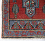Vintage mini kilim rug in room decor setting, kilim, Turkish rug, vintage rug, portland, rug shop, bright colors, wild shaman, soft rug, bold color, Portland, Oregon, rug store, rug shop, local shop
