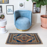 Vintage mini kilim rug in room decor setting, kilim, Turkish rug, vintage rug, portland, rug shop, bright colors, wild shaman, soft rug, bold color, Portland, Oregon, rug store, rug shop, local shop