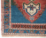 Vintage mini kilim rug in room decor setting, kilim, Turkish rug, vintage rug, portland, rug shop, bright colors, wild shaman, soft rug, bold color, Portland, Oregon, rug store, rug shop, local shop