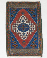 Vintage mini kilim rug in room decor setting, kilim, Turkish rug, vintage rug, portland, rug shop, bright colors, wild shaman, soft rug, bold color, Portland, Oregon, rug store, rug shop, local shop