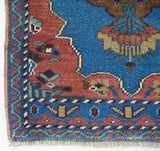 Vintage mini kilim rug in room decor setting, kilim, Turkish rug, vintage rug, portland, rug shop, bright colors, wild shaman, soft rug, bold color, Portland, Oregon, rug store, rug shop, local shop
