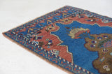 Vintage mini kilim rug in room decor setting, kilim, Turkish rug, vintage rug, portland, rug shop, bright colors, wild shaman, soft rug, bold color, Portland, Oregon, rug store, rug shop, local shop