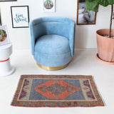 Vintage mini kilim rug in room decor setting, kilim, Turkish rug, vintage rug, portland, rug shop, bright colors, wild shaman, soft rug, bold color, Portland, Oregon, rug store, rug shop, local shop