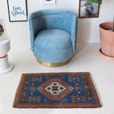 Vintage mini kilim rug in room decor setting, kilim, Turkish rug, vintage rug, portland, rug shop, bright colors, wild shaman, soft rug, bold color, Portland, Oregon, rug store, rug shop, local shop