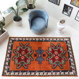 Vintage Turkish rug in a living room setting, pile rug, Turkish rug, vintage rug, portland, rug shop, bright colors, wild shaman, soft rug, bold color, Portland, Oregon, rug store, rug shop, local shop, shag rug, shaggy, plush,tulu rugs