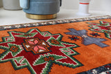 Vintage Turkish rug in a living room setting, pile rug, Turkish rug, vintage rug, portland, rug shop, bright colors, wild shaman, soft rug, bold color, Portland, Oregon, rug store, rug shop, local shop, shag rug, shaggy, plush,tulu rugs