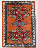 Vintage Turkish rug in a living room setting, pile rug, Turkish rug, vintage rug, portland, rug shop, bright colors, wild shaman, soft rug, bold color, Portland, Oregon, rug store, rug shop, local shop, shag rug, shaggy, plush,tulu rugs