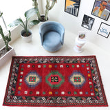 Vintage Turkish rug in a living room setting, pile rug, Turkish rug, vintage rug, portland, rug shop, bright colors, wild shaman, soft rug, bold color, Portland, Oregon, rug store, rug shop, local shop, shag rug, shaggy, plush,tulu rugs