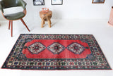 Vintage Turkish rug in a living room setting, pile rug, Turkish rug, vintage rug, portland, rug shop, bright colors, wild shaman, soft rug, bold color, Portland, Oregon, rug store, rug shop, local shop