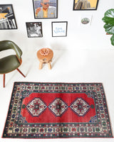 Vintage Turkish rug in a living room setting, pile rug, Turkish rug, vintage rug, portland, rug shop, bright colors, wild shaman, soft rug, bold color, Portland, Oregon, rug store, rug shop, local shop