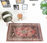 Vintage Turkish rug in living room setting, old rug, antique rug, pastel colors, faded colors, Turkish rug, vintage rug, soft rug, Portland, Oregon, rug store, rug shop, local shop