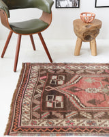 Vintage Turkish rug in living room setting, old rug, antique rug, pastel colors, faded colors, Turkish rug, vintage rug, soft rug, Portland, Oregon, rug store, rug shop, local shop