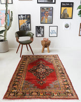 Vintage Turkish rug in a living room setting, pile rug, Turkish rug, vintage rug, portland, rug shop, bright colors, wild shaman, soft rug, bold color, Portland, Oregon, rug store, rug shop, local shop