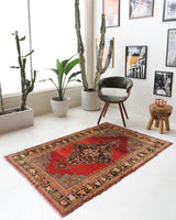 Vintage Turkish rug in a living room setting, pile rug, Turkish rug, vintage rug, portland, rug shop, bright colors, wild shaman, soft rug, bold color, Portland, Oregon, rug store, rug shop, local shop