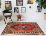 Vintage Turkish rug in a living room setting, pile rug, Turkish rug, vintage rug, portland, rug shop, bright colors, wild shaman, soft rug, bold color, Portland, Oregon, rug store, rug shop, local shop