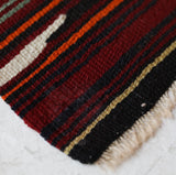 Vintage kilim rug in living room setting, bright colors, wild shaman, soft rug, bold color, Portland, Oregon, rug store, rug shop, local shop, vintage rug, modern kilim, warm colors