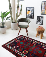 Vintage Turkish rug in a living room setting, pile rug, Turkish rug, vintage rug, portland, rug shop, bright colors, wild shaman, soft rug, bold color, Portland, Oregon, rug store, rug shop, local shop