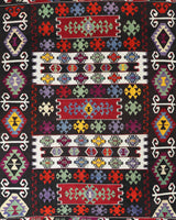 Vintage kilim rug in living room setting, bright colors, wild shaman, soft rug, bold color, Portland, Oregon, rug store, rug shop, local shop, vintage rug, modern kilim, warm colors