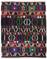 Vintage kilim rug in living room setting, bright colors, wild shaman, soft rug, bold color, Portland, Oregon, rug store, rug shop, local shop, vintage rug, modern kilim, warm colors