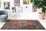 Vintage Turkish rug in living room setting, old rug, antique rug, pastel colors, faded colors, Turkish rug, vintage rug, soft rug, Portland, Oregon, rug store, rug shop, local shop