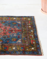 Vintage Turkish rug in living room setting, old rug, antique rug, pastel colors, faded colors, Turkish rug, vintage rug, soft rug, Portland, Oregon, rug store, rug shop, local shop