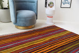 Vintage kilim rug in living room setting, bright colors, wild shaman, soft rug, bold color, Portland, Oregon, rug store, rug shop, local shop, vintage rug, modern kilim, warm colors