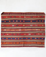 Vintage kilim rug in living room setting, bright colors, wild shaman, soft rug, bold color, Portland, Oregon, rug store, rug shop, local shop, vintage rug, modern kilim, warm colors