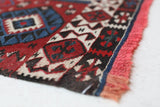 Vintage Turkish runner rug in a living room setting, pile rug, Turkish rug, vintage rug, portland, rug shop, bright colors, wild shaman, soft rug, bold color, Portland, Oregon, rug store, rug shop, local shop, antique rug