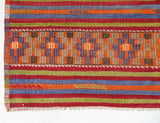 Vintage kilim rug in living room setting, bright colors, wild shaman, soft rug, bold color, Portland, Oregon, rug store, rug shop, local shop, vintage rug, modern kilim, warm colors