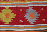 Vintage kilim rug in living room setting, bright colors, wild shaman, soft rug, bold color, Portland, Oregon, rug store, rug shop, local shop, vintage rug, modern kilim, warm colors