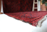 Antique Turkmen rug in a living room setting, pile rug, Turkish rug, vintage rug, portland, rug shop, bright colors, wild shaman, soft rug, bold color, Portland, Oregon, rug store, rug shop, local shop, antique rug
