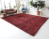 Antique Turkmen rug in a living room setting, pile rug, Turkish rug, vintage rug, portland, rug shop, bright colors, wild shaman, soft rug, bold color, Portland, Oregon, rug store, rug shop, local shop, antique rug