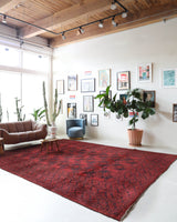 Antique Turkmen rug in a living room setting, pile rug, Turkish rug, vintage rug, portland, rug shop, bright colors, wild shaman, soft rug, bold color, Portland, Oregon, rug store, rug shop, local shop, antique rug