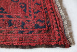 Antique Turkmen rug in a living room setting, pile rug, Turkish rug, vintage rug, portland, rug shop, bright colors, wild shaman, soft rug, bold color, Portland, Oregon, rug store, rug shop, local shop, antique rug