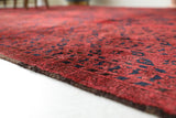 Antique Turkmen rug in a living room setting, pile rug, Turkish rug, vintage rug, portland, rug shop, bright colors, wild shaman, soft rug, bold color, Portland, Oregon, rug store, rug shop, local shop, antique rug