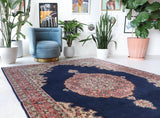 Vintage Turkish rug in a living room setting, pile rug, Turkish rug, vintage rug, portland, rug shop, bright colors, wild shaman, soft rug, bold color, Portland, Oregon, rug store, rug shop, local shop, antique rug