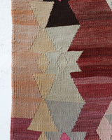 Vintage kilim rug in living room setting, old rug, antique rug, pastel colors, faded colors, Turkish rug, vintage rug, soft rug, Portland, Oregon, rug store, rug shop, local shop, earthy tones, earthy colors, warm colors