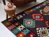 Vintage kilim rug in living room setting, bright colors, wild shaman, soft rug, bold color, Portland, Oregon, rug store, rug shop, local shop, vintage rug, modern kilim, warm colors