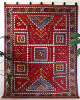 Vintage Turkish rug in a living room setting, pile rug, Turkish rug, vintage rug, portland, rug shop, bright colors, wild shaman, soft rug, bold color, Portland, Oregon, rug store, rug shop, local shop, antique rug