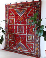 Vintage Turkish rug in a living room setting, pile rug, Turkish rug, vintage rug, portland, rug shop, bright colors, wild shaman, soft rug, bold color, Portland, Oregon, rug store, rug shop, local shop, antique rug