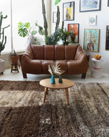 Vintage Turkish rug in a living room setting, pile rug, Turkish rug, vintage rug, portland, rug shop, bright colors, wild shaman, soft rug, bold color, Portland, Oregon, rug store, rug shop, local shop, shag rug, shaggy, plush,tulu rugs