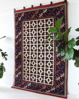 Vintage Turkish rug in a living room setting, pile rug, Turkish rug, vintage rug, portland, rug shop, bright colors, wild shaman, soft rug, bold color, Portland, Oregon, rug store, rug shop, local shop, antique rug