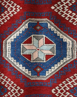 Vintage Turkish rug in a living room setting, pile rug, Turkish rug, vintage rug, portland, rug shop, bright colors, wild shaman, soft rug, bold color, Portland, Oregon, rug store, rug shop, local shop, antique rug