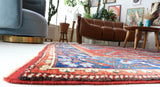 Vintage Turkish rug in a living room setting, pile rug, Turkish rug, vintage rug, portland, rug shop, bright colors, wild shaman, soft rug, bold color, Portland, Oregon, rug store, rug shop, local shop, antique rug