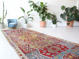 Vintage kilim rug in living room setting, bright colors, wild shaman, soft rug, bold color, Portland, Oregon, rug store, rug shop, local shop, vintage rug, modern kilim, warm colors, antique kilim rug