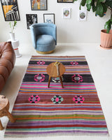 Vintage Afyon Kilim Rug 4'11"x8'10"