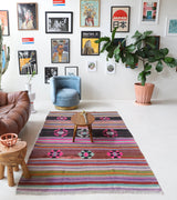 Vintage Afyon Kilim Rug 4'11"x8'10"